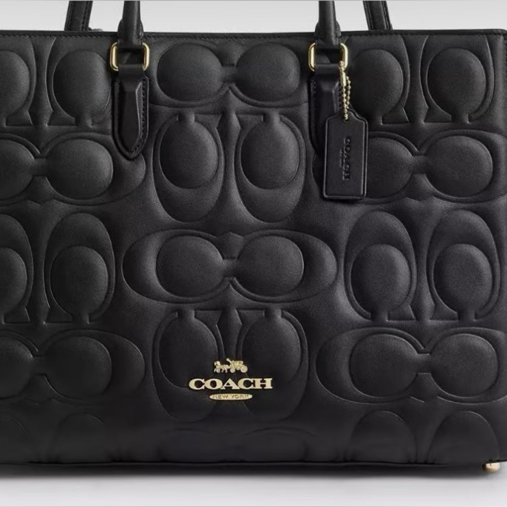 Coach Black Signature Embossed Tote